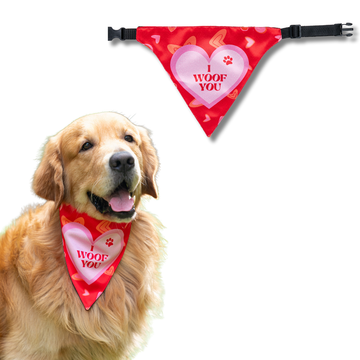 Waggety Dog Bandana - "I Woof You" Design, Soft Fabric, Stylish Pet Accessory for Dogs