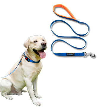 Waggety Dog Leash - Durable Blue Polyester, Comfortable Padded Grip, Stylish Pet Leash for Dogs