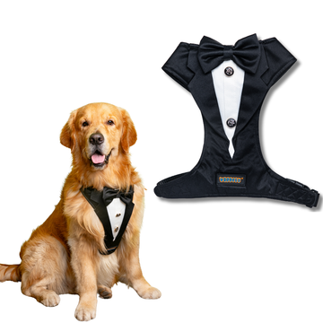 Waggety Tuxedo Dog Harness - Elegant Black & White Design, Adjustable Fit, Durable Fabric, Stylish Pet Harness for Dogs, Medium