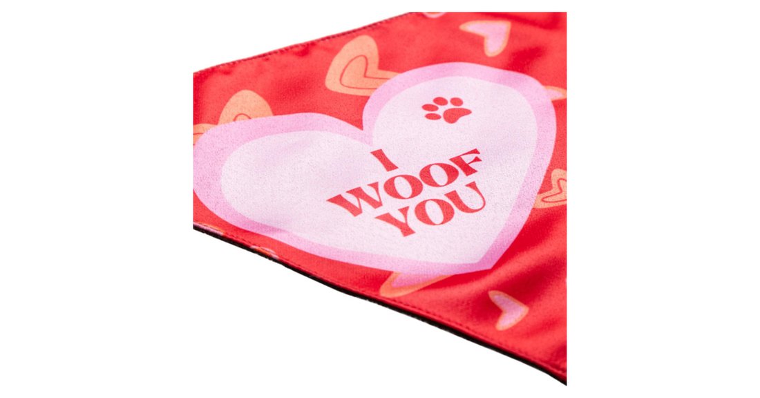 Waggety Dog Bandana - "I Woof You" Design, Soft Fabric, Stylish Pet Accessory for Dogs, Medium - Waggety 