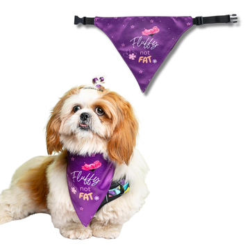 Waggety Dog Bandana - "Fluffy Not Fat" Design, Soft Fabric, Stylish Pet Accessory for Dogs, Large