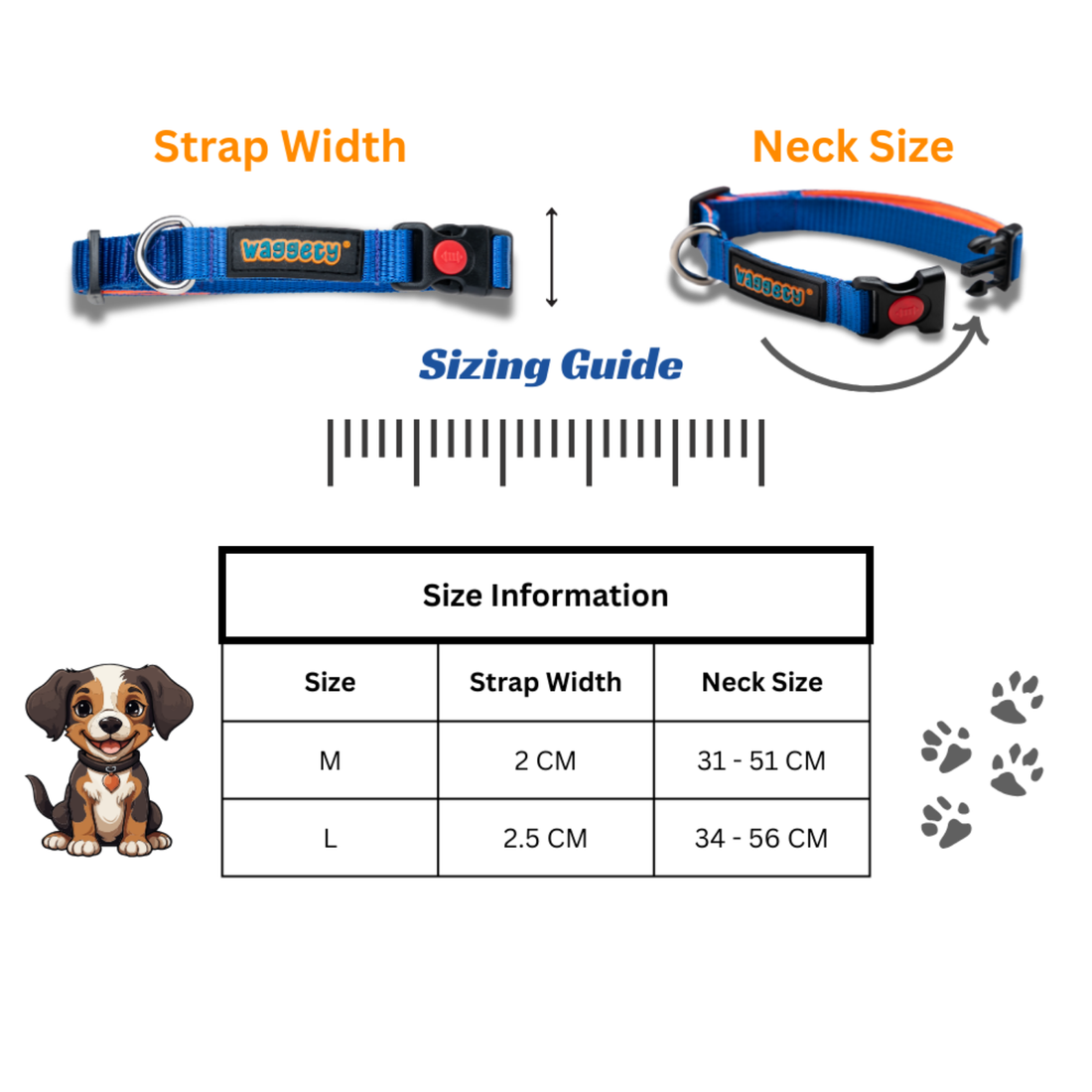 Waggety Padded Dog Collar - Adjustable, Comfortable Fit, Durable Polyester, Soft Padded Dog Accessory, Pet Neck Collar, Blue