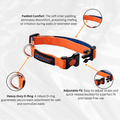 Waggety Padded Dog Collar - Adjustable, Comfortable Fit, Durable Polyester, Soft Padded Dog Accessory, Pet Neck Collar, Dog Gear for Medium Dogs, Orange, M - Waggety 